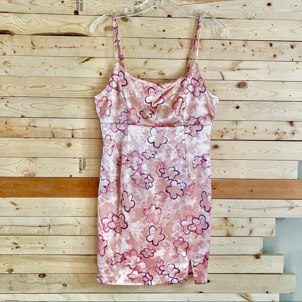 Wild Fable Women’s Peach Pink florals Print sleeveless Mini Dress Junior Size S